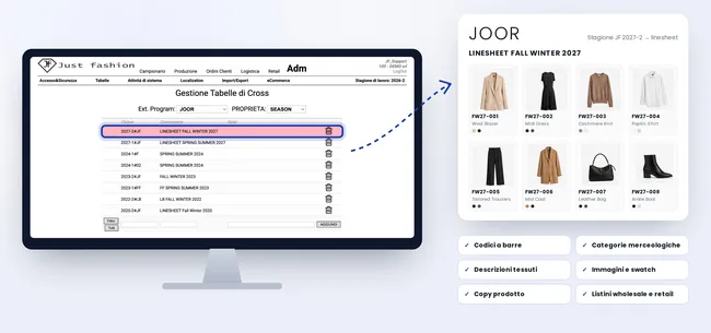 Linesheet Create dall'ERP su JOOR